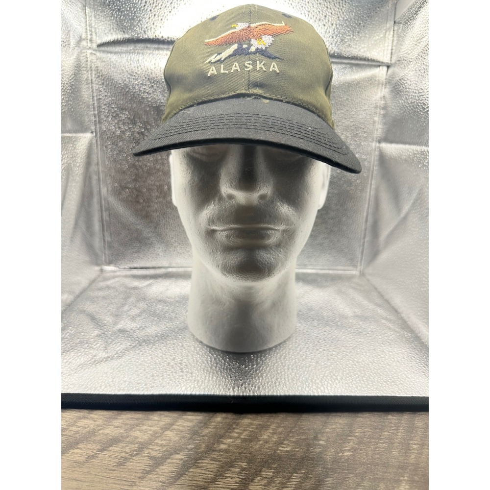 Tongass Trading Co Alaska Eagle Souvenir Hat Olive Green Black Snapback Cap